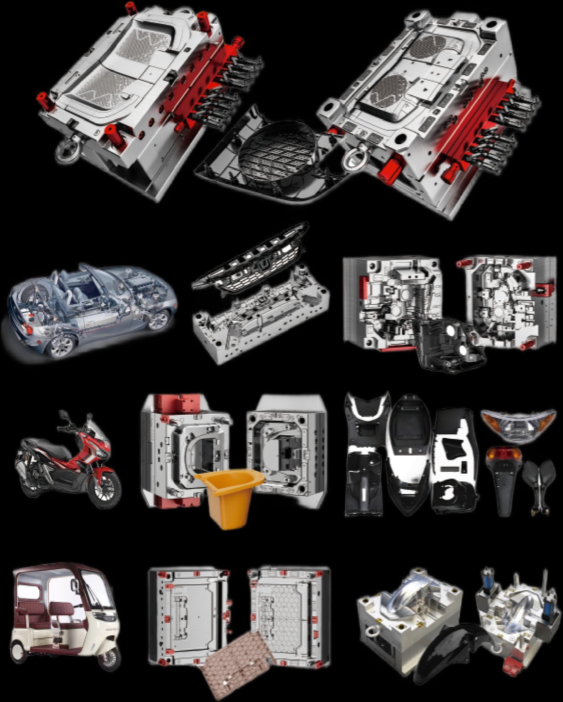 Automotive injection molds and resulting components