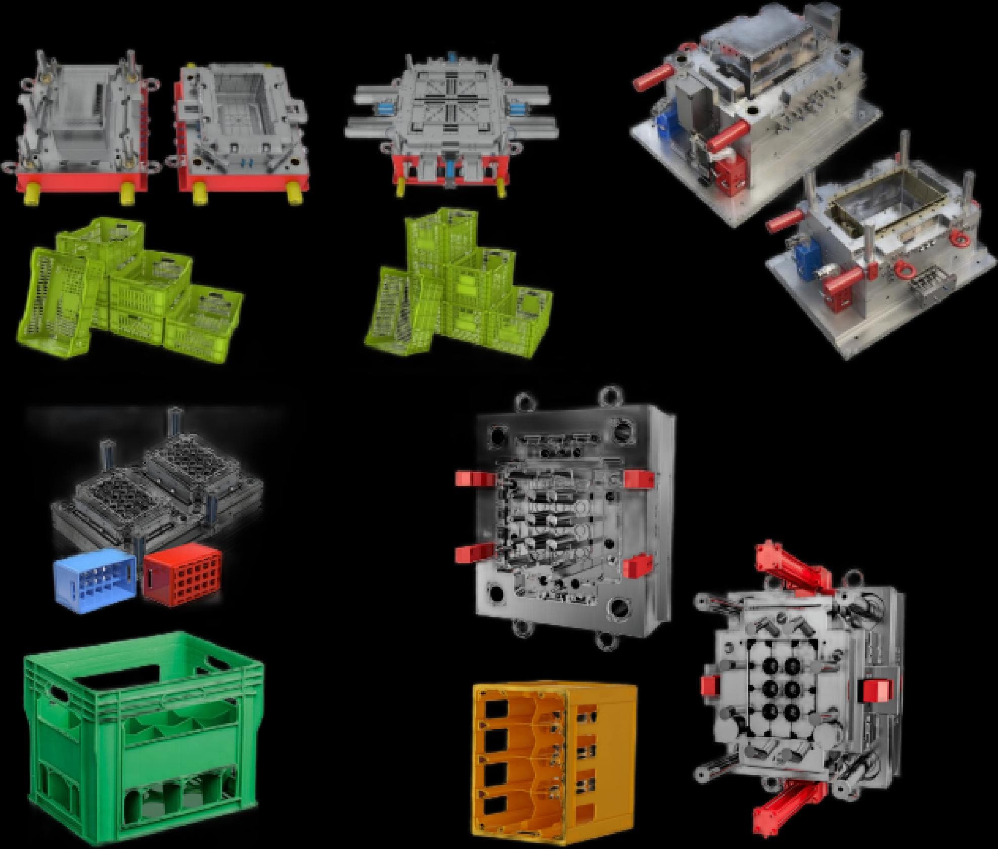 Plastic crate and pallet injection molds